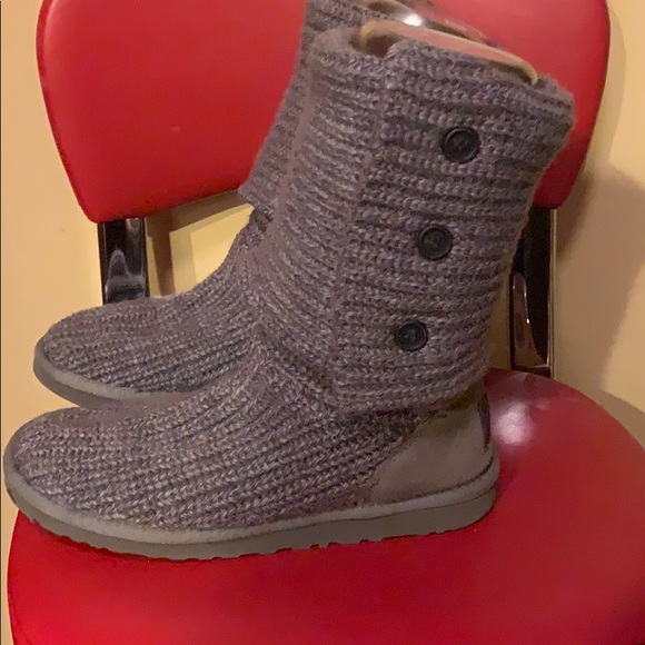 Gray UGG Women’s Classic Cardy Knit Boots - Picture 3 of 6